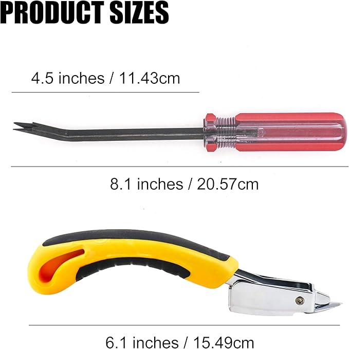 GEARLINTON Staple Remover Heavy Duty Tack Puller with Double Pronged Head, Industrial Staple Remover Upholstery Tool for Furniture, Floor, Carpet, Carton (Red Handle)