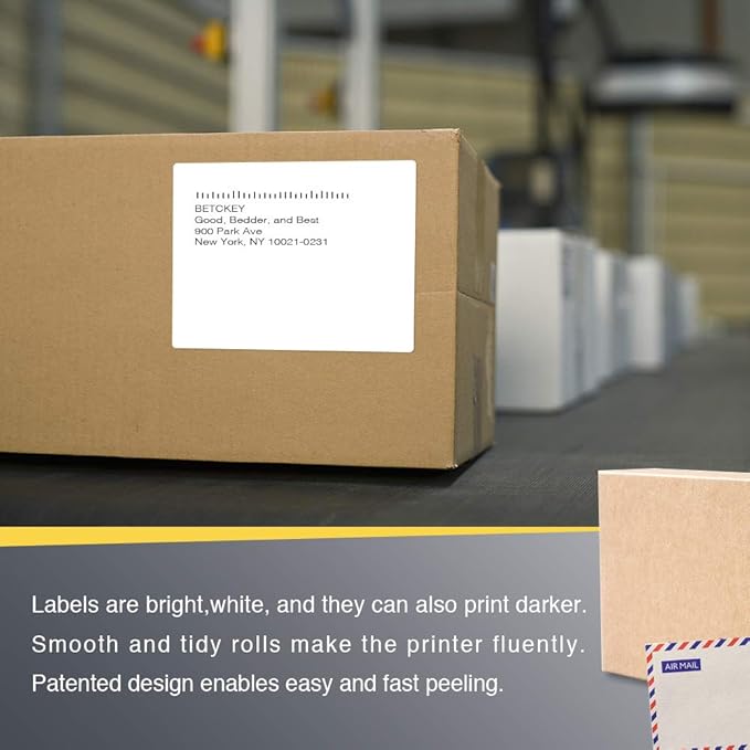 BETCKEY - 4" x 5" (102 mm x 127 mm) Large Shipping & Multipurpose Labels Compatible with Zebra & Rollo Label Printer,Premium Adhesive & Perforated [6 Rolls, 2100 Labels]