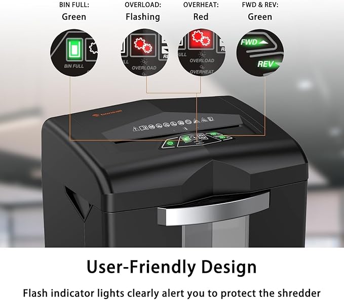 Bonsaii Shredder, 20 Sheets, Operates Continuously for 40 Minutes, P-4 Cross-Cut, Jam-Resistant Design, Safely Destroys CDs, Credit Cards, and Stapled Papers, Large 7-Gallon Bin Capacity