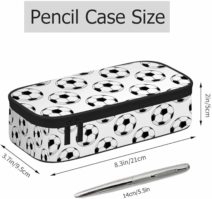 Sport Football Pencil Case Black White Soccer Ball Sports Pencil Bag Pen Markers Pouch Holder Organizer for Boy Girl School Students