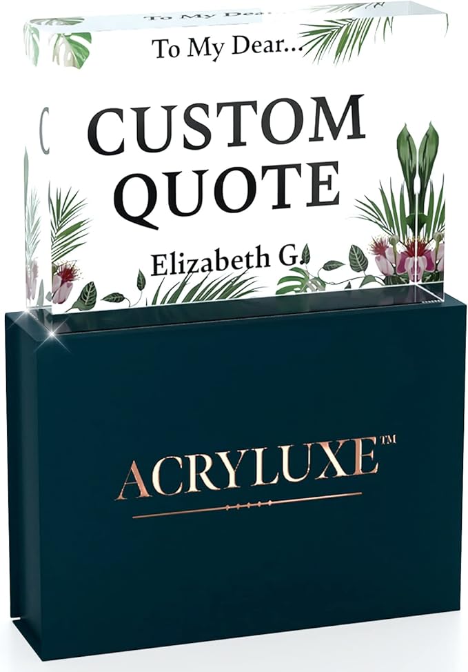 Personalized Gifts, Custom Quote Block Letter Board,Crystal-Clear Acrylic with Gift Box,17 Styles, Holiday and Christmas Gift for Mom, Dad, Girlfriend, Him or Her, Husband, Wife (5"x7, Garden)