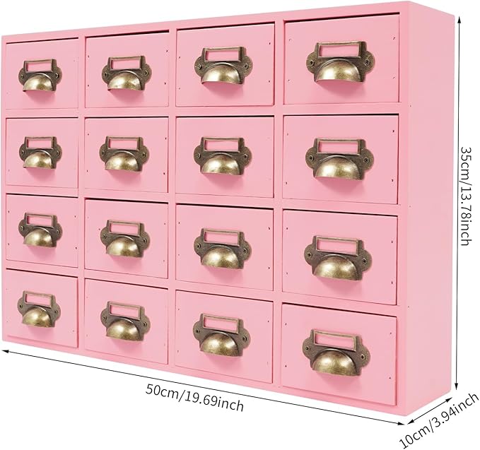 Vintage 16-Drawer Storage Cabinet – Multipurpose Desktop Organizer for Office, Craft & Home
