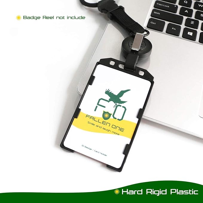 Fallen One 2 Pack Plastic ID Badge Holder, Vertical, Double Sided