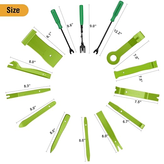 GOOACC 330Pcs Trim Removal Tool, Auto Push Pin Bumper Retainer Clip Set Fastener Terminal Remover Tool Adhesive Cable Clips Kit Car Panel Radio Removal Auto Clip Pliers, Green