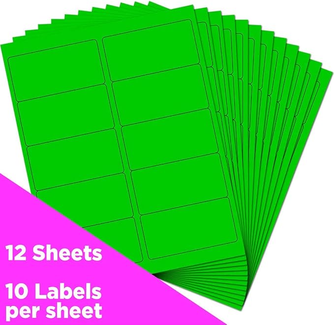 JAM PAPER Shipping Address Labels - Standard Mailing - 2 x 4 - Neon Fluorescent Green - 120/Pack