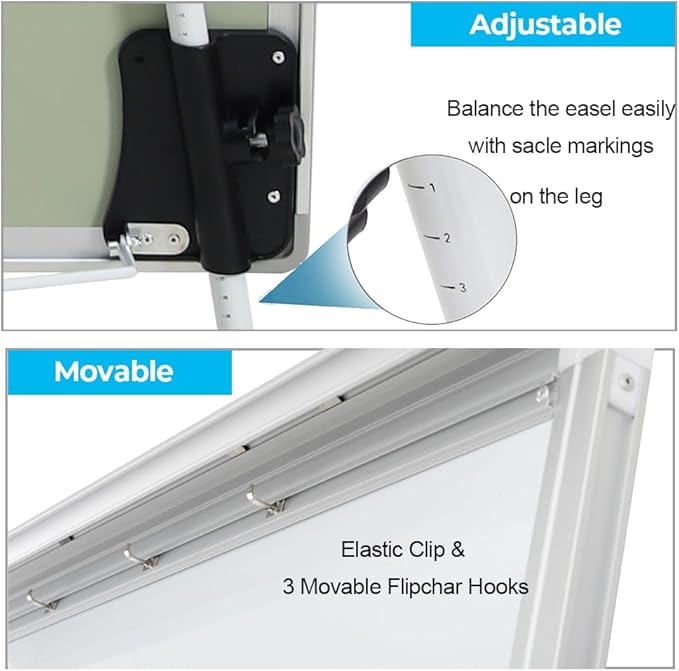 2-Pack 36 x 24 Inch Magnetic Dry Erase Easel Tripod Stand, Height Adjustable Portable Dry Erase Board with Flipchart Paper Pad (25 Sheets) - for Office Meetings, Training & Classroom