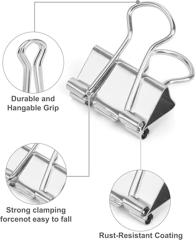 Konilaomu Small Clips Binder Clips 0.75 inch, Small Paper Clips for Office (48 Pcs) (Silver)