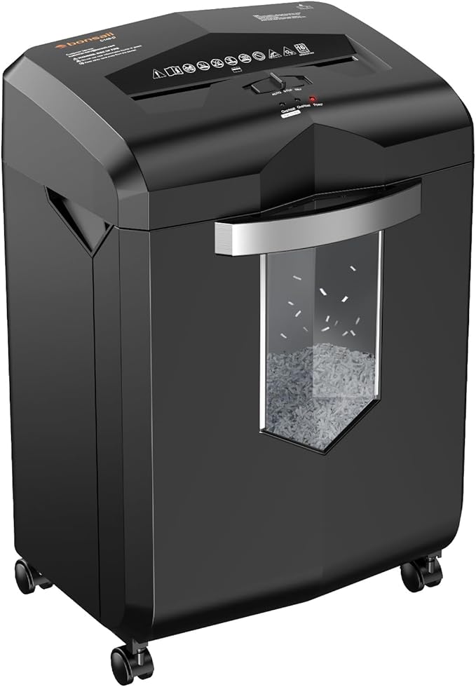 Bonsaii 16-Sheet Microcut Paper Shredder, 60-Minute Home Office Heavy Duty Shredder for CD/Credit Card, P-4 Level with 6-Gal Pullout Bin (C149-D)