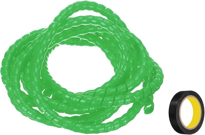 MECCANIXITY Spiral Cable Wrap 9.8ft/3.0M 8mm Cable Management Sleeve PP Insulation Cord Organizer for Computer Wire Power Cable Gas Pipe Green with Tape