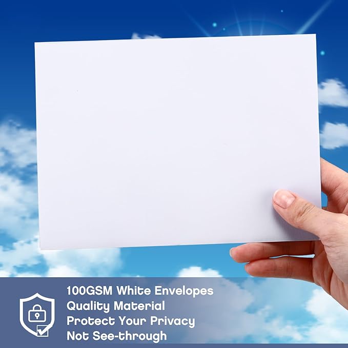 Fainne 1000 Pcs White Envelopes Self Adhesive Printable Envelope Bulk for Invitation, Wedding, Baby Shower, Photography, Thank Note, Postcard, Greeting Card, Mailing (A7 5.25 x 7.25 Inch)