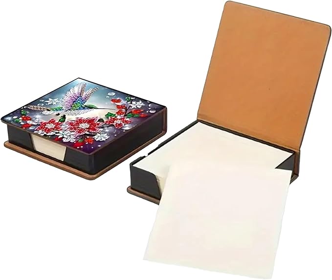 Diamond Painting Kit Note Box,Memo Paper Storage Box Diamond Art,Sticky Note Holder Diamonds Art,Diamonds Painting Memo Pad For Office Desk. (Bird)