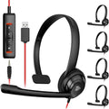 NUBWO HW02 USB Headset with Microphone Noise Cancelling &in-line Control, Ultra Comfort Computer Headset for Laptop pc, On-Ear Wired Office Call Center Headsets for Boom Skype Webinars, 5 Packs