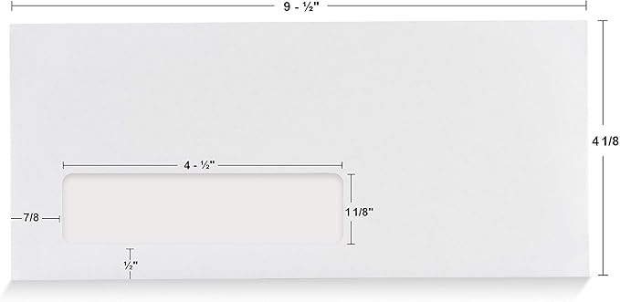 Aimoh #10 Single Left Window Envelopes -Gummed Closure -Size 4-1/8x9-1/2 Inches -24LB-500 Count(35410)