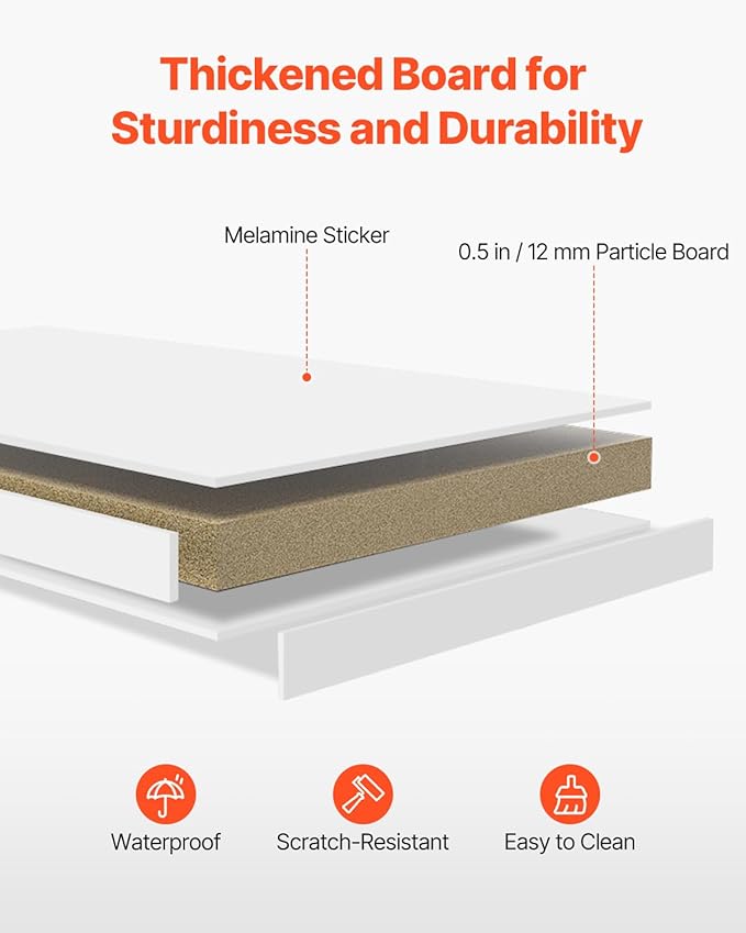 VEVOR 3-Tier Desktop Bookshelf, 37" x 10" x 31.1" Office Storage Rack, Modern Style, Melamine Finish, Heavy Duty, 3 Shelves, Large Capacity, Easy Assembly, Wall Mountable, White