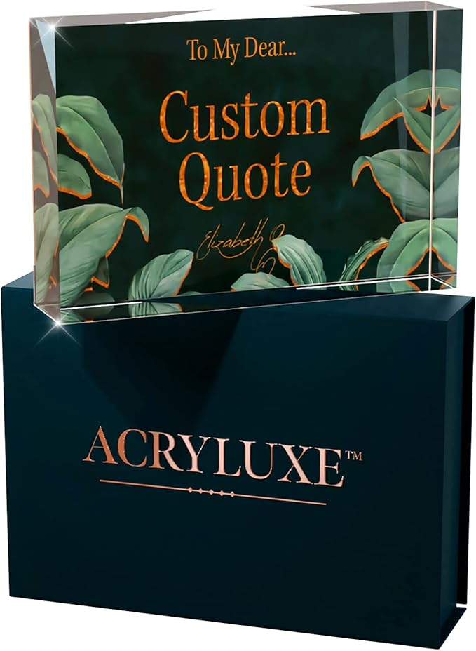Personalized Gifts, Custom Quote Block Letter Board,Crystal-Clear Acrylic With Gift Box,17 Styles, Holiday and Christmas Gift for Mom, Dad, Girlfriend, Him or Her, Husband, Wife (4"x6", Botanical Lux)