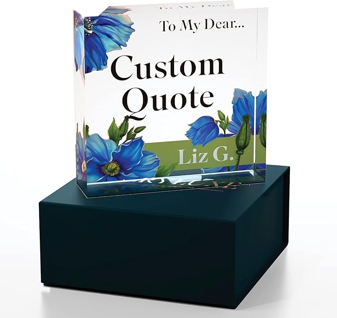 Custom Acrylic Sign Personalized, Custom Desk Name Plate, 18 Styles, (4"x4"), With Gift Box, USA Made by Acryluxe. (Meconopsis)