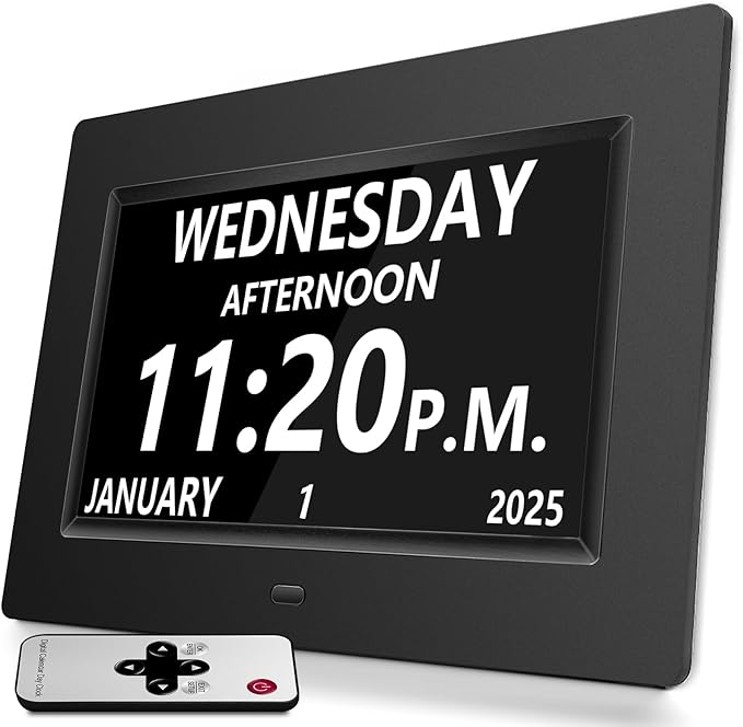 Digtal Clocks with Day and Date of Week for Seniors,12 Alarm Settings, Large Time Display, Auto Dimmable - Perfect for The Elderly