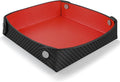 Leather Catchall Tray for Men, Valet Tray Organizer for Wallet, Keys, Accessories,Leather Carbon Fiber Desktop Storage Tray,Red
