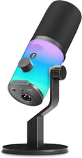 XLR/USB Dynamic Microphone, Dynamic Pc Microphone for Live Streaming and Podcasting, Featuring RGB Lighting, Mute Function, Noise Reduction, and Desktop Stand