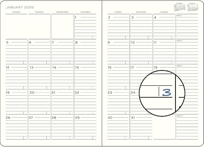 LEUCHTTURM1917 - Monthly Planner & Notebook 2026, Softcover, Composition (B5), Ruled, Ink (Nov 1, 2025 - Feb 28, 2027)
