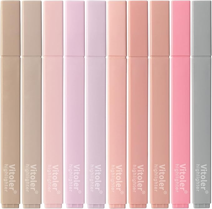Piochoo Highlighters Assorted Colors,10Pcs Pastel Highlighter No Bleed,Chisel Tip Bible Highlighters,Book Highlighter Bible Study Supplies