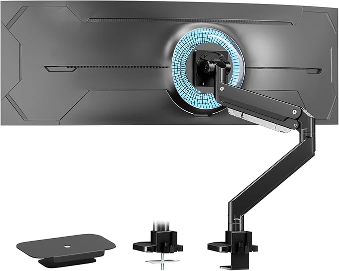 17-57 Inch Ultrawide Monitor Arm, up to 59.4 lbs, Heavy Duty Monitor Arm for Flat/Curved Display and TV, Steel Reinforcement Plate Included, VESA 75x75 to 200x200, PUTORSEN