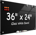 MaxGear Glass Whiteboard Wall Mounted, Frameless Magnetic Dry Erase Board, Tempered Glass, Steel-Backed, Non-Porous Smooth Surface, Floating Design, Accessories Included, for Office Home Classroom