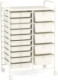 ARLIME 15-Drawer Storage Cart, 15 Drawer Trolley, Rolling Organizer Cart, Scrapbook Paper Organizer, Suitable for Office and School, Rolling Office Storage Tools (White)