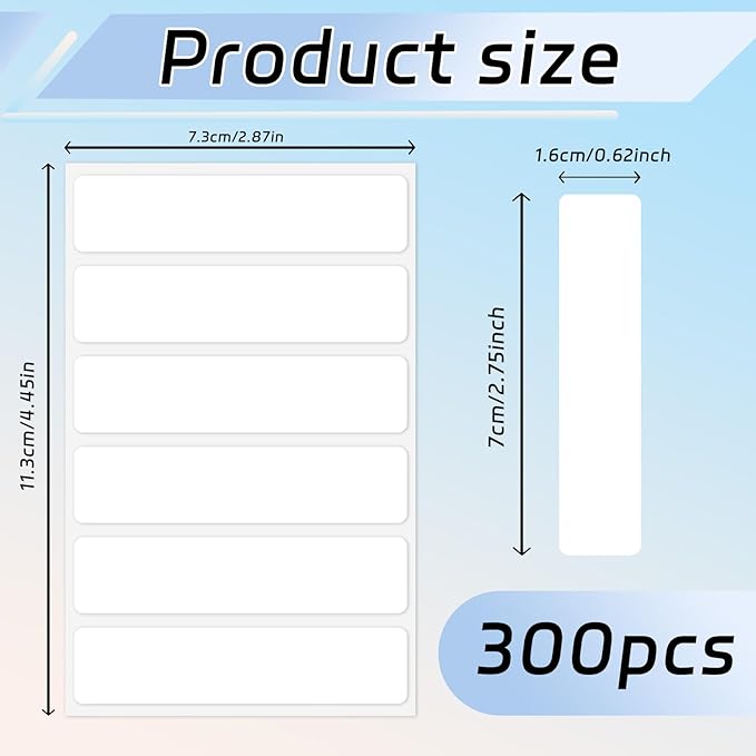 Rectangle Labels 2.75 x 0.625 White Writable Name Label Sticker, Blank Self-Adhesive File Folder Label Blank Removable Labels for Document School Office Classification Freezer