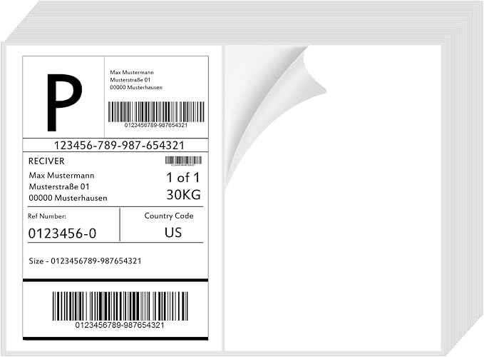 InpourPack 200 Half Sheet Self Adhesive Shipping Labels 100 Sheets, 8.5" x 5.5" Address Labels Laser/Ink Jet White Blank (100 sheets-200 Count)