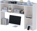 Wooden Desktop Hutch Bookshelf - Free Standing Desk Storage Shelf with Top Edge for Computer Desk, Desktop Bookcase for Dorm, Home or Office, Countertop Organizer, White, 53.2"