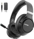 COOSII Wireless Bluetooth Headsets with Microphone for Computer, Headphone Foldable Over Ear Soft 40H with Retractable Mic, USB Dongle for PS5 PS4 PC Cellphone Laptop