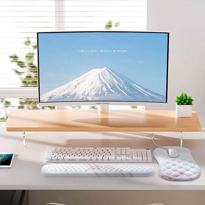 Mouse Pad Wrist Support, Laokiiy 2 in1 Keyboard Wrist Rest+ Ergonomic Mouse Pad, Non-Slip Wrist Rest for Computer Keyboard, Made Easy Typing & Relieve Wrist Pain(White)