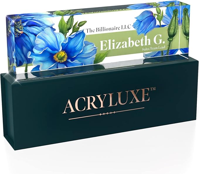 Personalized Name Plate, Custom Name Plates, 2 x 8 Inches, Thick Crystal-Clear Acrylic, Gift Box, Office Desk Decor