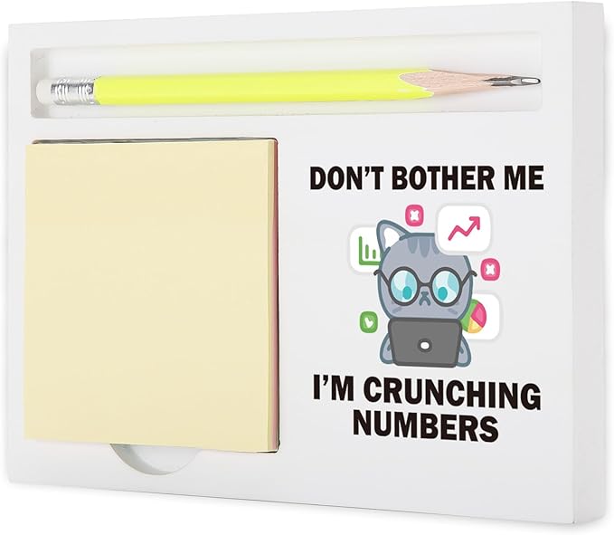 Funny Accountant Desk Gift, Cute Don’t Bother Me I’m Crunching Numbers Cat Sign for Finance Décor, CPA Bookkeeper Tax Preparer Auditor Coworker, Retirement Promotion Note Pad Holders KBB11