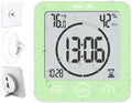 Baldr Shower Clock Waterproof Bathroom Clock with Timer/Temperature/Humidity, Digital Timers for Kids and Adults, Bath Kitchen Study, Green