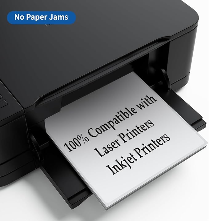 PAPRMA Full Sheet Labels 8.5” x 11” Sticker Paper Matte White, Large Shipping Label Paper for Inkjet Laser Printer, 250 Counts