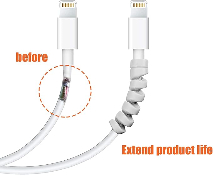 Jetec 24 Pcs Charger Cable Protector,Silicone Flexible Cable Saver,Spiral USB Mouse Wire Protector for Headphone Laptop Earphone Cell Phone Wrap Accessories (Grey)