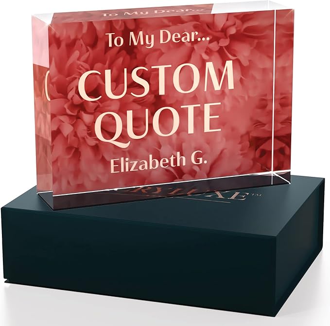 Personalized Gifts, Custom Quote Block Letter Board,Crystal-Clear Acrylic With Gift Box,17 Styles, Holiday and Christmas Gift for Mom, Dad, Girlfriend, Him or Her, Husband, Wife (5"x7, Rosy)
