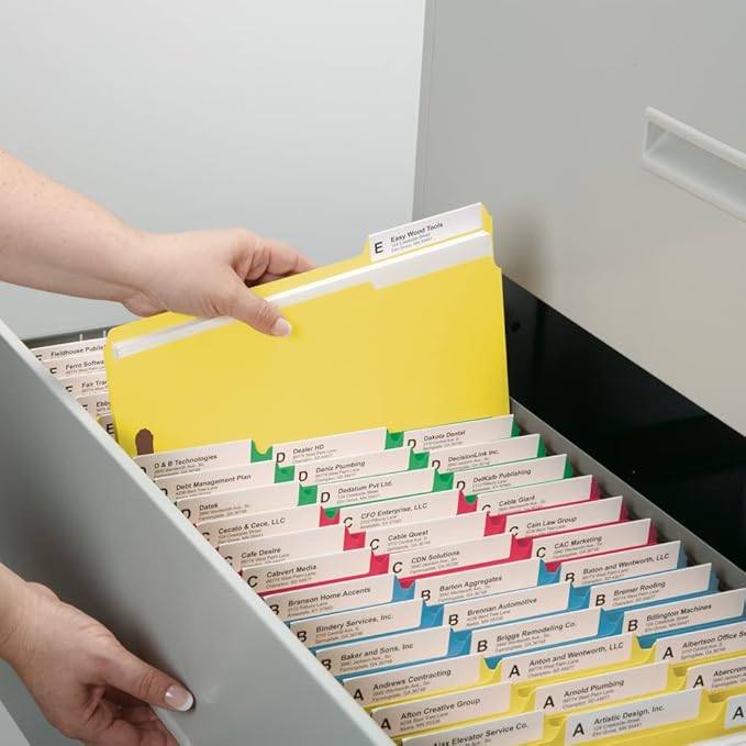 Smead Fastener File Folders, Reinforced 1/3-Cut Tabs, 2 Fasteners, Letter Size, Assorted Coolors, 50 per Box (11975)