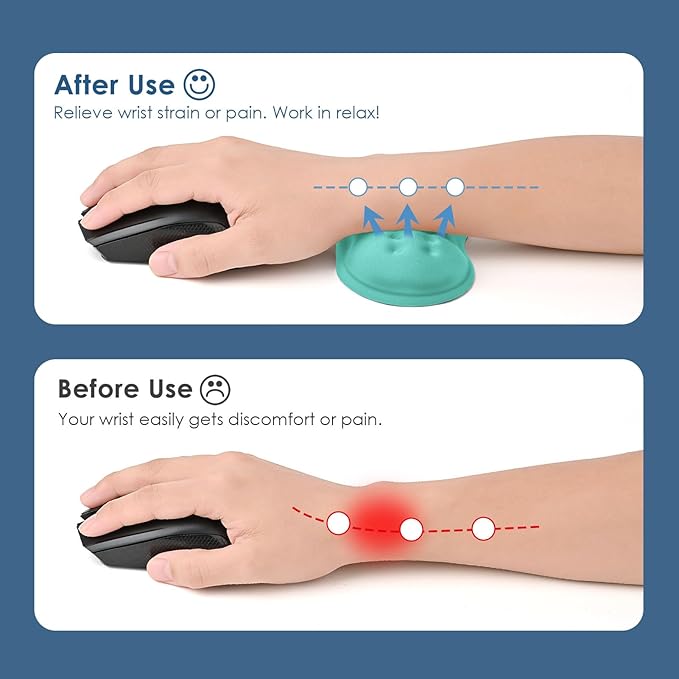 VANKEY Soft Mouse Wrist Rest, Memory Foam Mouse Wrist Support Hand Rest Pad for Computer, Laptop, Desktop - Anti-Slip PU Base - Wrist Pain Relief, Aquamarine