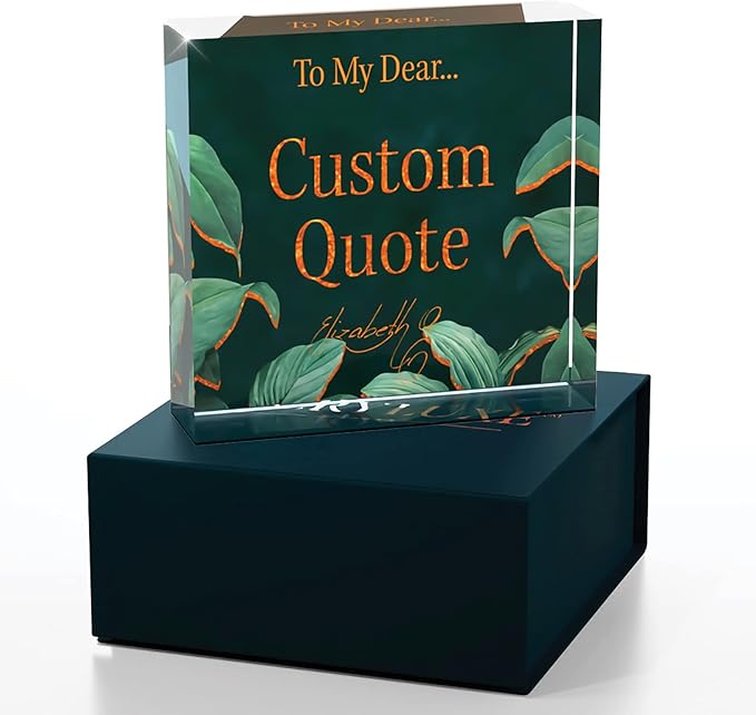 Personalized Gifts, Custom Quote Block Letter Board,Crystal-Clear Acrylic with Gift Box,17 Styles, Holiday and Christmas Gift for Mom, Dad, Girlfriend, Him or Her, Husband, Wife (4"x4, Botanical Lux)