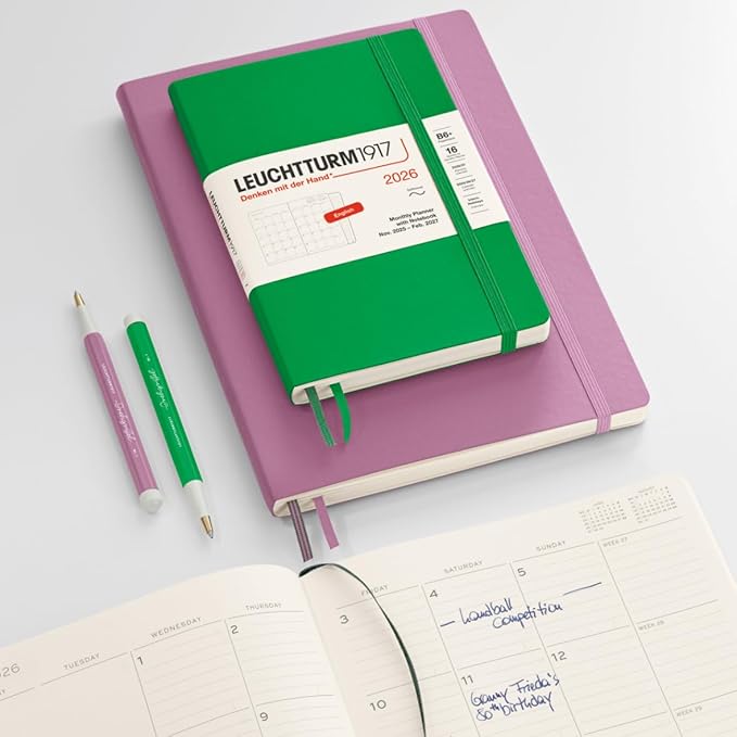 LEUCHTTURM1917 - Monthly Planner & Notebook 2026, Softcover, Composition (B5), Ruled, Ink (Nov 1, 2025 - Feb 28, 2027)