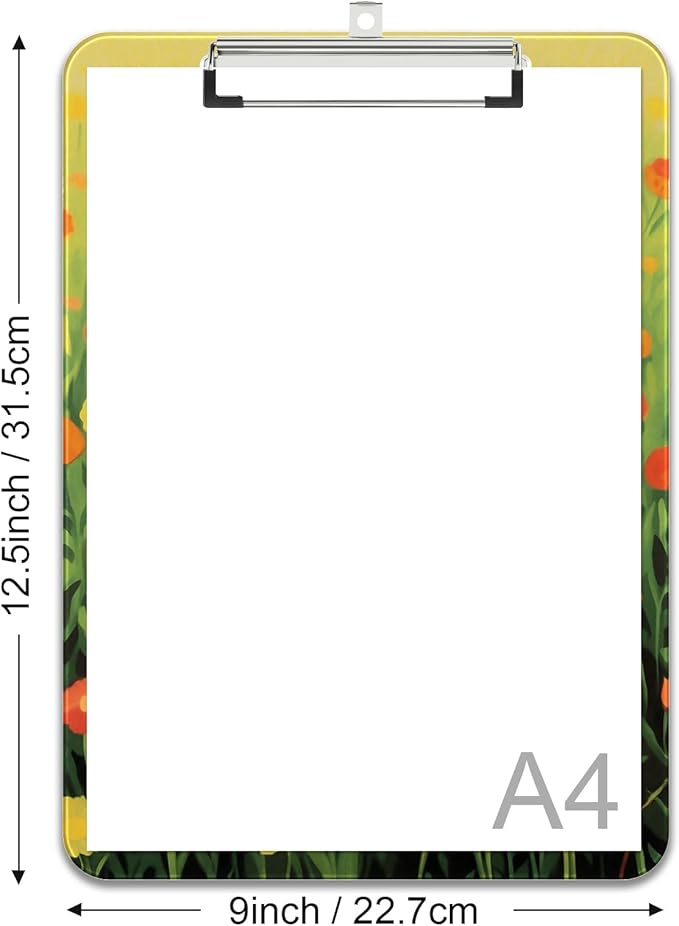 Rimilak Plastic Clipboards with Metal Clip, A4 Letter Size 9 x 12.5 in, Office Decorative for Students Women Men and Kids, Cute Custom Pattern, Green Grass Cat