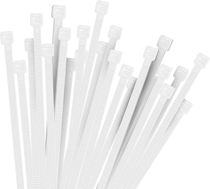 100pcs Cable Zip Ties White Heavy Duty 12 Inch, Premium Plastic Wire Ties Clear with 50 Pounds Tensile Strength, Self-Locking Nylon White Zip Ties for Indoor and Outdoor
