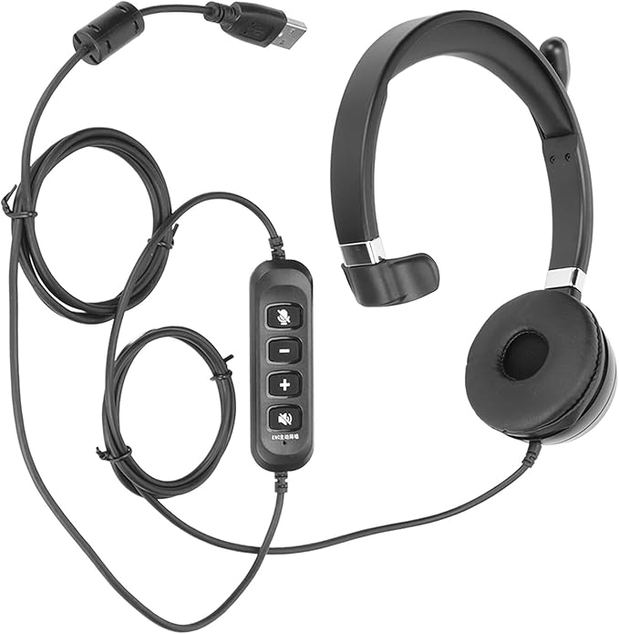 Shurzmotic H2000 USB ENC Business Headset, USB Computer Headphone with Mic, Wired Noise Canceling PC Headset for Office Call Center, Single Ear Lightweight Headphone with Volume Adjustment an