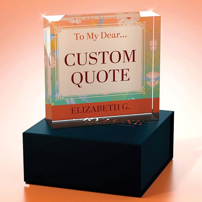 Personalized Gifts, Custom Quote Block Letter Board,Crystal-Clear Acrylic with Gift Box,17 Styles, Holiday and Christmas Gift for Mom, Dad, Girlfriend, Him or Her, Husband, Wife (4"x4, Flora)