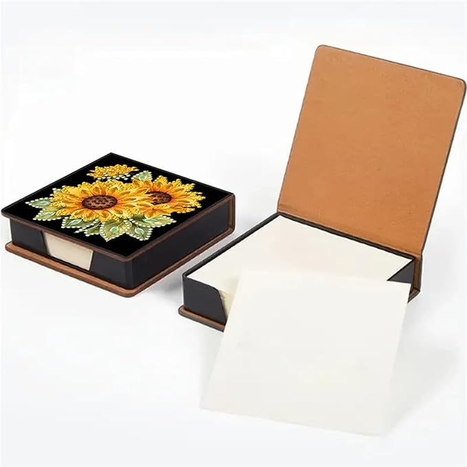Diamond Painting Kit Note Box,Memo Paper Storage Box Diamond Art,Sticky Note Holder Diamonds Art,Diamonds Painting Memo Pad For Office Desk. (Sunflower)