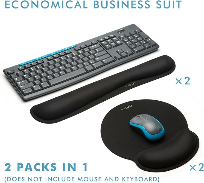 Comfy Mee Premium Memory Foam Keyboard and Mouse Wrist Rest Pads Set- for Comfortable Typing &Wrist Pain Relief (Pack of 2)