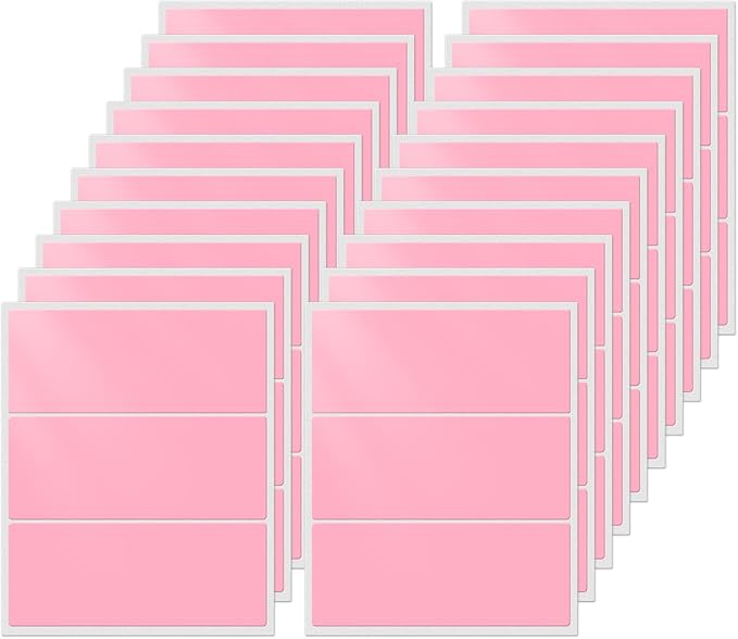 FINDAT Colored Labels Stickers 4×2 Inch Rectangle Vinyl Pink Sticker Removable Assorted Color Coding Name Tag for File Folder Classroom Office Inventory Marking 60 PCS